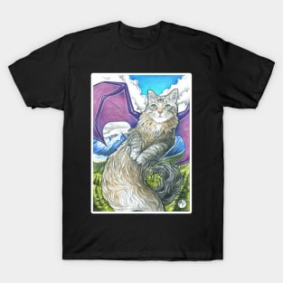 Dragon Cat -White Outlined Version T-Shirt